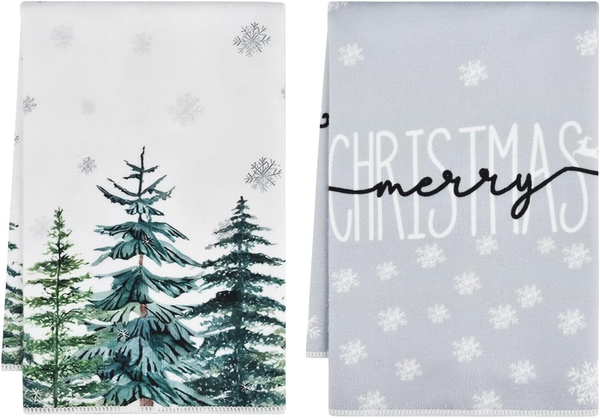 Vitever Kiefern BäUme Schneeflocken Bar Weihnachten KüChentüCher GeschirrtüCher,-image