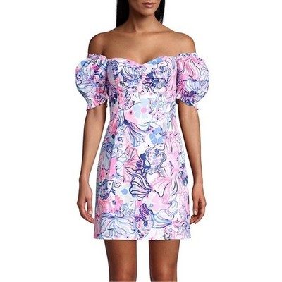Lilly Pulitzer Keisha Stretch Dress Off the Shoulder Prosecco Pink Size 10