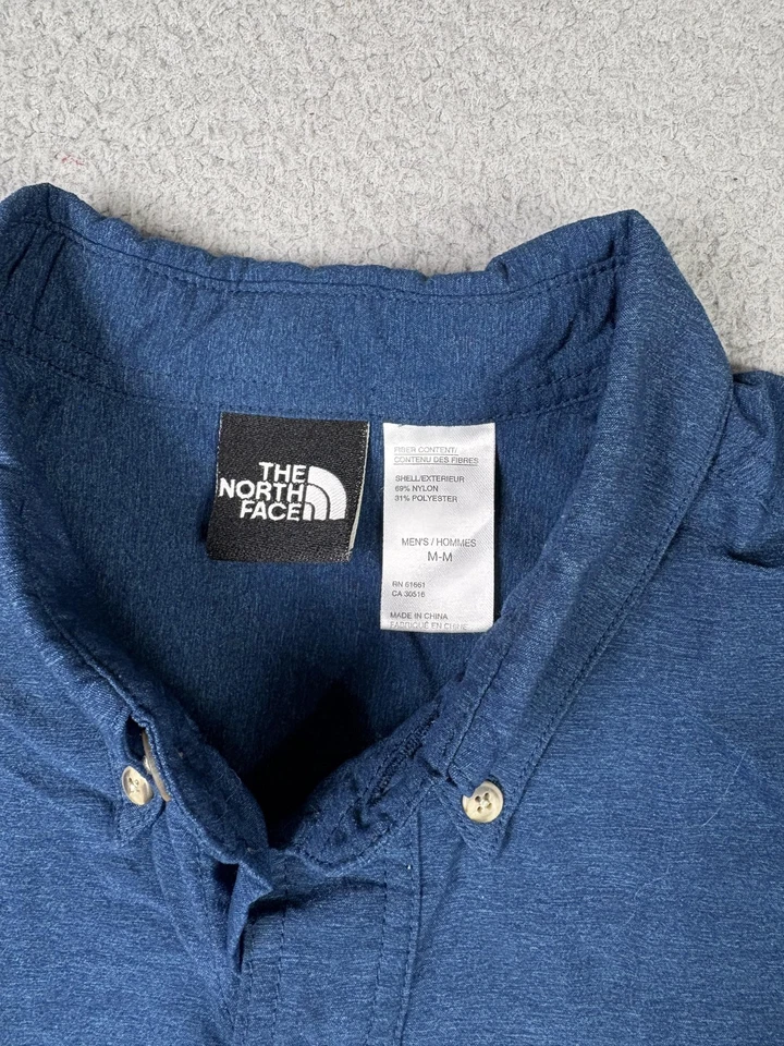 The North Face Shirt Mens Medium Blue Long Sleeve Button Front Hiking Outdoor - Image 2 of 4