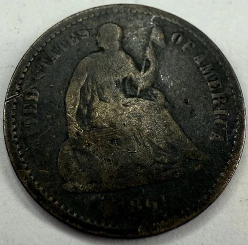 1861 Seated Liberty Half Dime 5c Exact Coin Imaged #SL327
