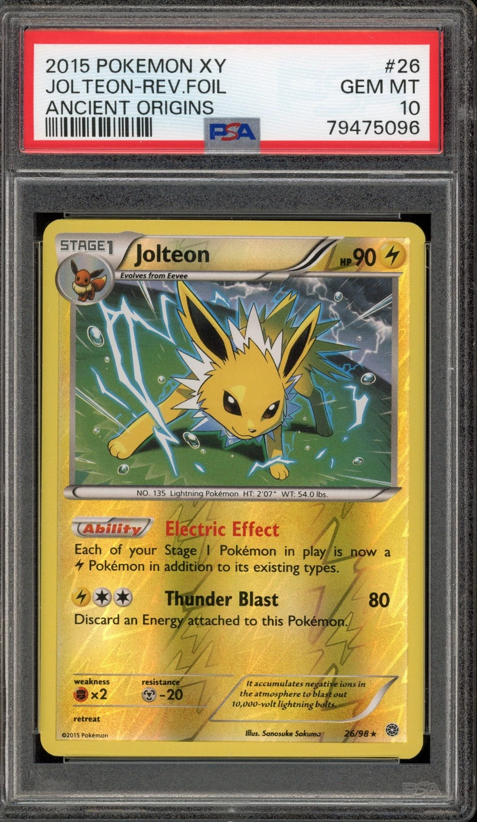 Pokemon Jolteon Ancient Origins Reverse Holo Rare #26 PSA 10 Gem Mint