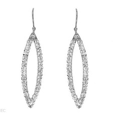 Lovely Earrings W/Genuine Crystals in White Enamel  925 Sterling Silver