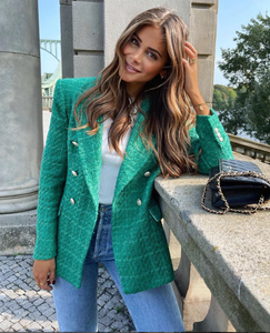 Zara nuevo mujer con textura cruzado Blazer Chaqueta Verde Talla S 7822/460  | eBay