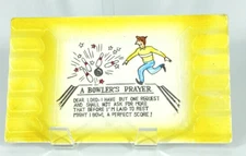 Bowling Ashtray -- Ceramic --Bowlers Prayer -- Rectangle -- Vintage 1940s-1950s