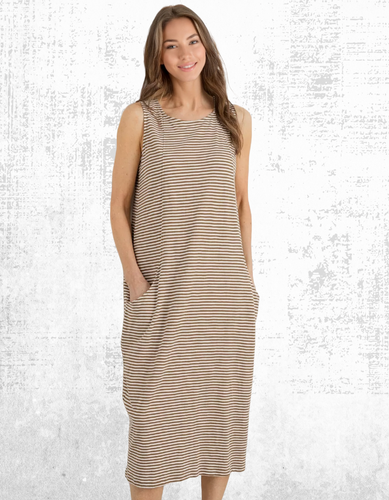 Ex Seasalt Women’s Stripe Cotton Summer Jersey Dress in Brown (A Bit Defect) - Picture 2 of 7