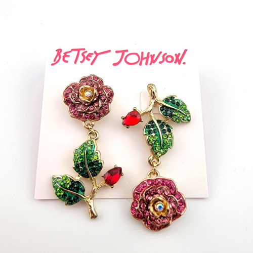 Bracciale Betsey Johnson Flitter Rosa Fucsia r & Collana e Orecchini. - Foto 9 di 9