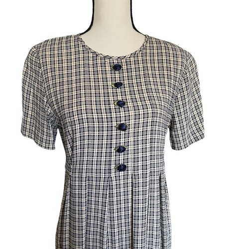 Vintage JBS Muted Black/White Checked Country Style Dressy maxi dress Sz. LP - Picture 2 of 7