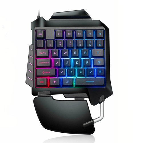 TECLADO PARA GAMING UNA MANO CON RETROILUMINACIÓN LED LUCES PARA PC |