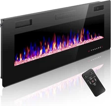 50 Inch Electric Fireplace,in-Wall Recessed and Wall Mounted Heater,Remote,Timer