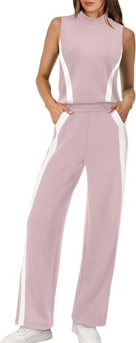 Two Piece Sets for Women Summer Outfits Travel Mock Neck Lounge Sets Wide Leg Pa - Picture 11 of 24