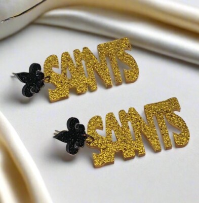 New Orleans Saints Women's Gold Glitter Dangle Earrings