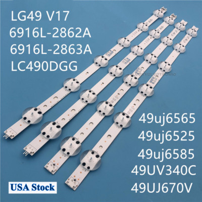4PCS LED Strips for LG 49UV340C 49UJ6565 49UJ651V 49UJ670V 49UJ701V 49LJ614V