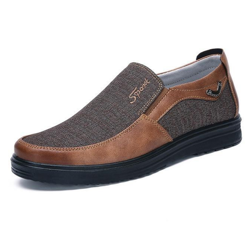 CHEAPEST PRICE! COMFY Leather + Canvas Shoes Breathable Casual Soft Loafer US#12 - Picture 2 of 4