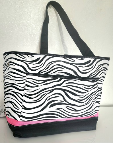 Baby Essentials 2pc Infant Girl Diaper Bag Zebra & Hot Pink Bow Tote w/Pad (NEW) - Picture 3 of 9