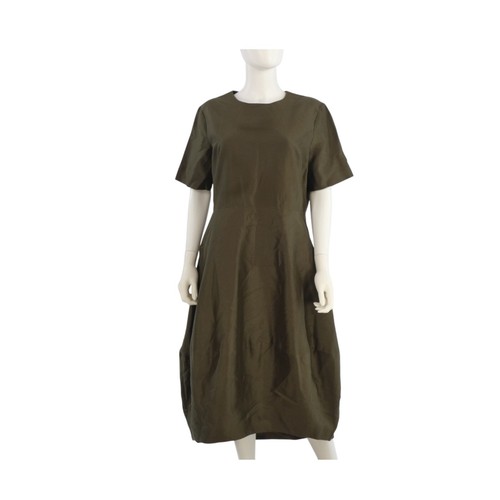 Cos T Shirt Dress Khaki Green Midi Balloon Lagenlook Designer Size UK 14 16