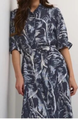 Kaffe Kavalentina Blue & White Short Sleeve Maxi Shirt Dress Size 10/44