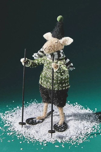 Anthropologie Skiing Sheep Felted Christmas Ornament Sweater Winter Sports NEW - Picture 4 of 4