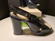 Authentic VTG 70s NAVY BLUE Mod Go-Go Superchunk DISCO Heels SHOES 7M IN BOX