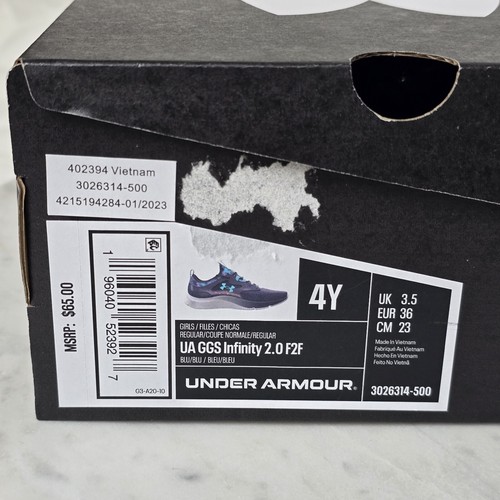 Under Armour GPS Infinity 2.0 F2F Purple Teal Sparkly Youth Sz 4 No-Tie Laces - Picture 2 of 20
