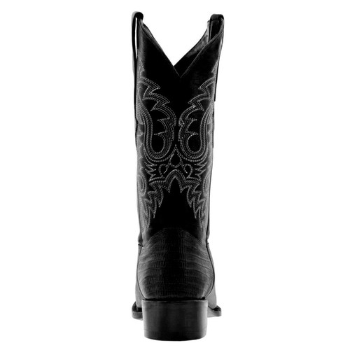 Botas de vaquero occidentales para hombre botas de rodeo de cuero con estampado de lagarto negro punta en J - Imagen 3 de 5