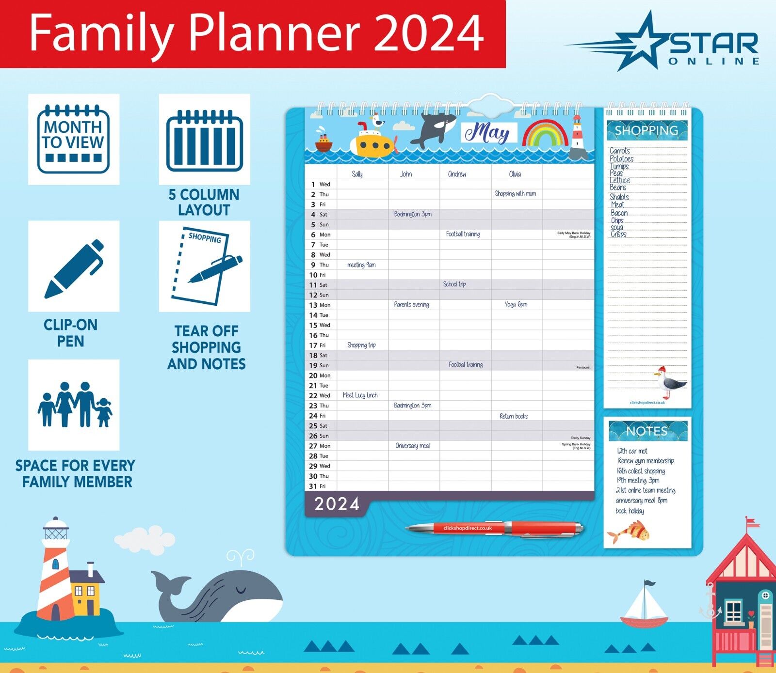 Mon Calendrier Familial 2024  French Family Weekly Planner 2024