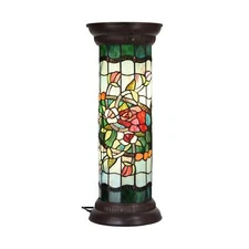 Bieye L10823 Rose Flower Tiffany Style Stained Glass Pedestal Floor Lamp for ...