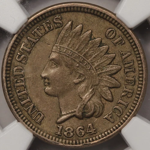 1864 Copper Nickel Indian Cent NGC AU-58