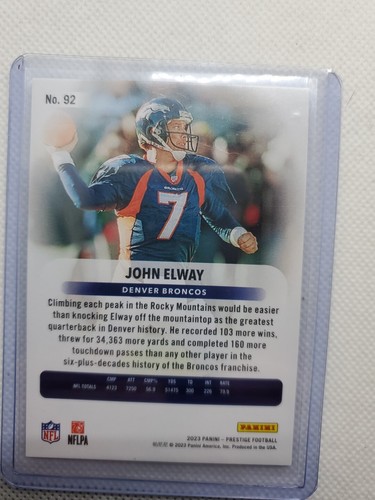 2023 Panini Prestige John Elway Xtra Points Blue Premium # /399 SSP #92 Broncos - Picture 3 of 3