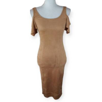 camel bodycon dress DOORBUSTER Craving Connection Ribbed Long Sleeve Cut-Out Dress (Camel) main image 0