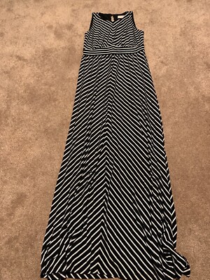 loft striped maxi dress Loft Striped Poplin Smocked Strappy Maxi Dress Size XL Striking Spearmint Women's