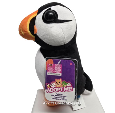 Adopt Me Plush Puffin 8'' in Plushie Series 4, Black White and Orange