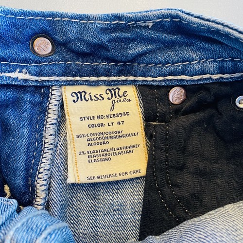 Miss Me Blue Jeans Crop Capri KE8394C Youth Girls Size 14 Silver Stitch Jewels - Picture 7 of 8