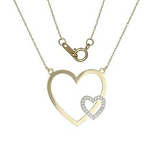 10k Yellow Gold Diamond Studded Heart Pendant Necklace 18"