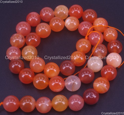 Cuentas redondas de piedras preciosas de ágata naranja natural de Botswana 6 mm 8 mm 10 mm 12 mm 14 mm 15,5" - Imagen 10 de 16