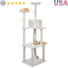 6ft Cat Tree W/ Scratching Posts Condo Perches Toys & Interactive Features New