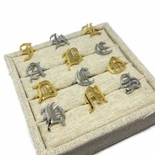 Old English Initial Ring FREE UK POST Gold Silver Stainless Steel Letter Gothic