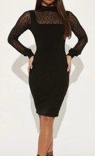Black Midi Dress with Lace Long Sleeve - NWT