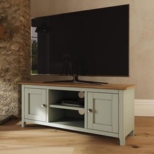 Large 2 Door TV Unit Assembled Sage Green Oak Living Room