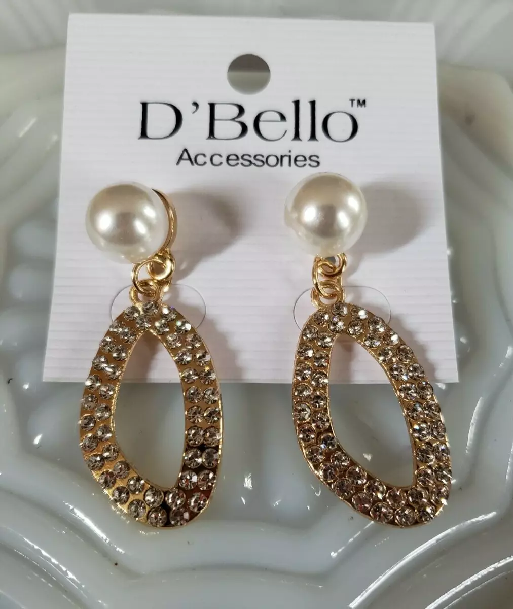 D Bello Faux Pearl Earrings Dangling Goldtone Fashion Jewelry New