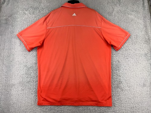 Adidas Polo Shirt Mens Extra Large Orange Stripe Golf Golfer Logo Polyester - Picture 2 of 14