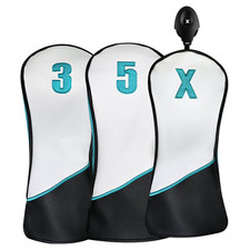 Majek Golf Teal White and Black 3 5 X Fairway Metal Wood Head Cover