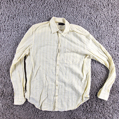 Mulberry Hemd Herren Large gelb weiß gestreift Knopfleiste Langarm