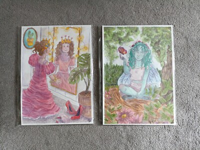 2 Gemälde von Hannah Penlington, Illustrationen, Aquarell, Kinderkunst, 