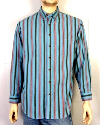vtg 80s 90s BBM Men's Blue Multi Color VAPORWAVE Button Down