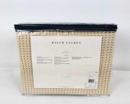 Ralph Lauren Home Almaden 100% Cotton Knit Throw Blanket Beige Size 54"x72" NWT - Picture 5 of 5