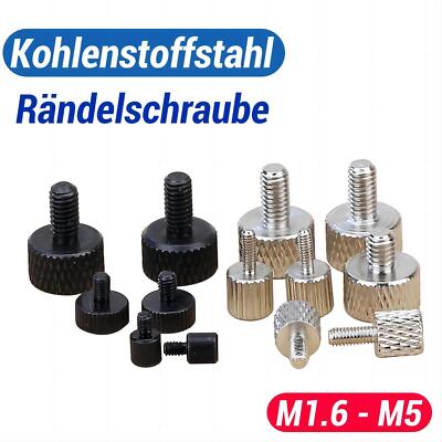 Rändelschraube M1.6 M2 M2.5 M3 M4 M5 Stahl Schwarz/Weiß Rändelschrauben