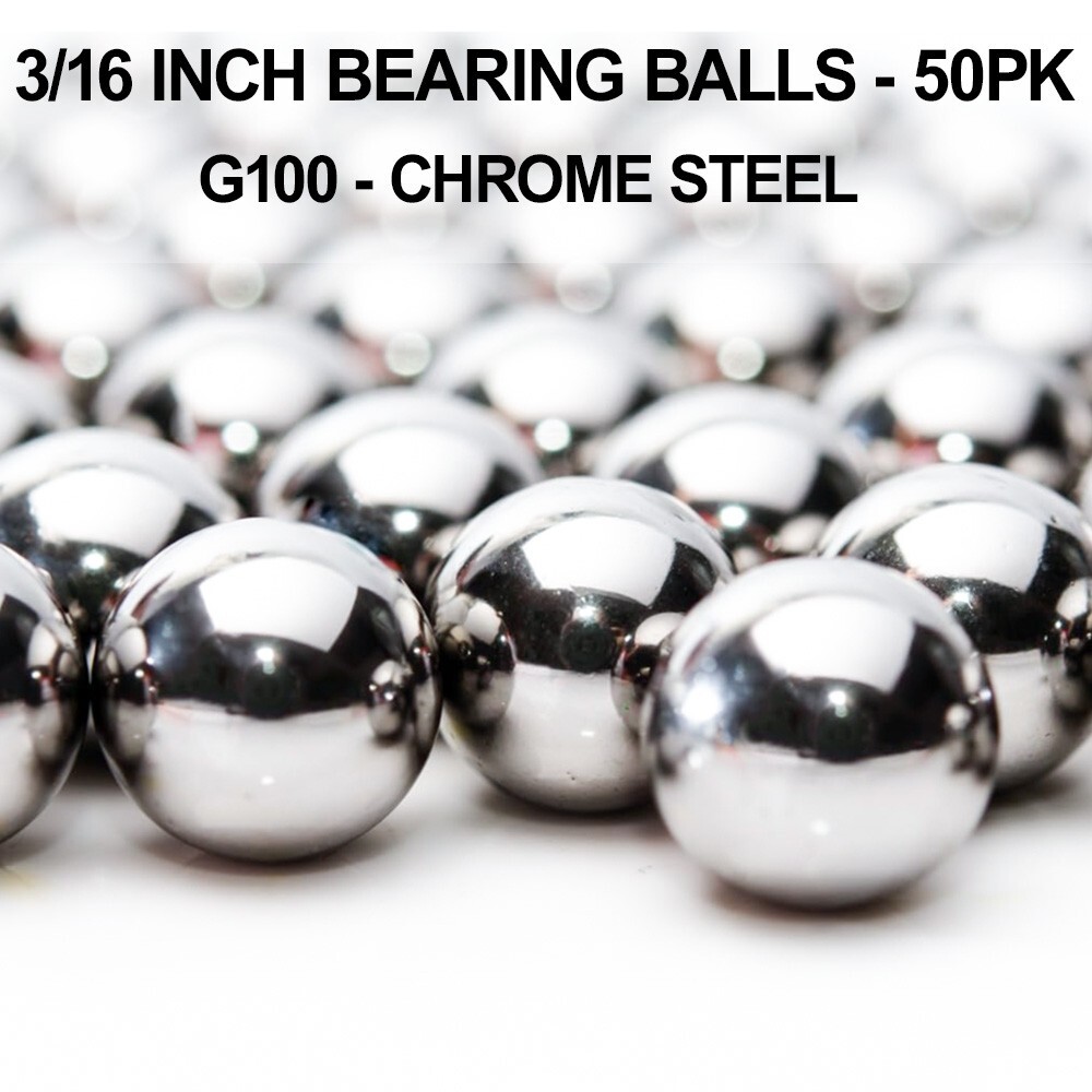 3/16 Inch Chrome Steel Bearing Balls - 50 pack - G100 - 52100 Chrome Steel