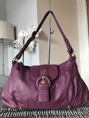Modalu Handtasche lila weiches Echtleder Hobo Schultertasche 