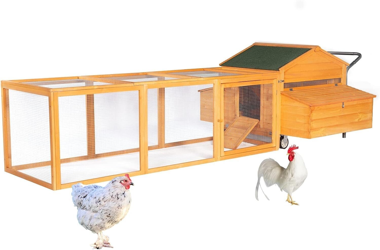143.5'' Wooden Chicken Coop Hen House Poultry Hutch w/ 6 Nesting Box