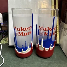 Maker’s Mark Bourbon  Cocktail Highball Glasses - Triple Wax Dipped - SUPER RARE